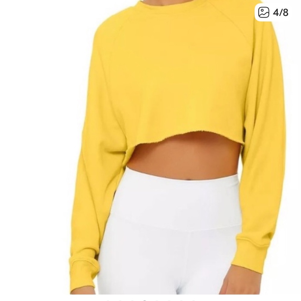 Alo yoga double take extreme crop sweatshirt hoodie yellow
